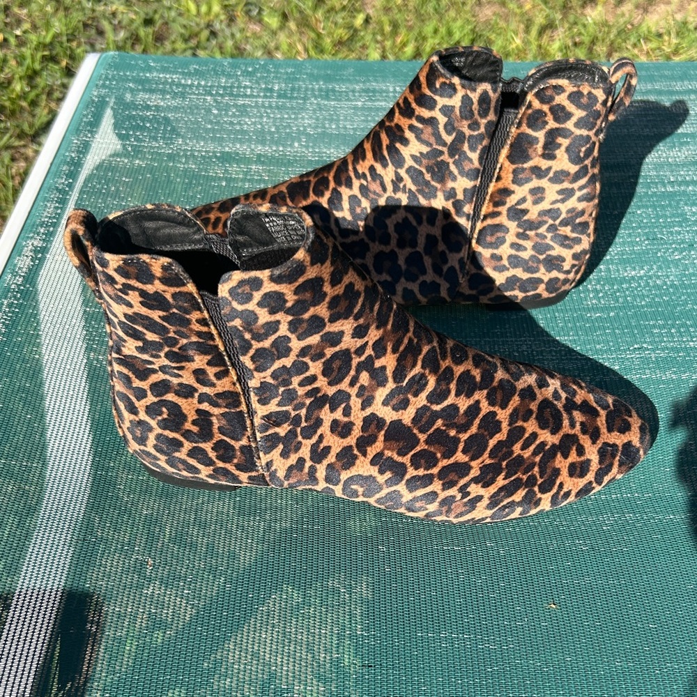 Born Leopard Print Ankle Booties in Brown and Black